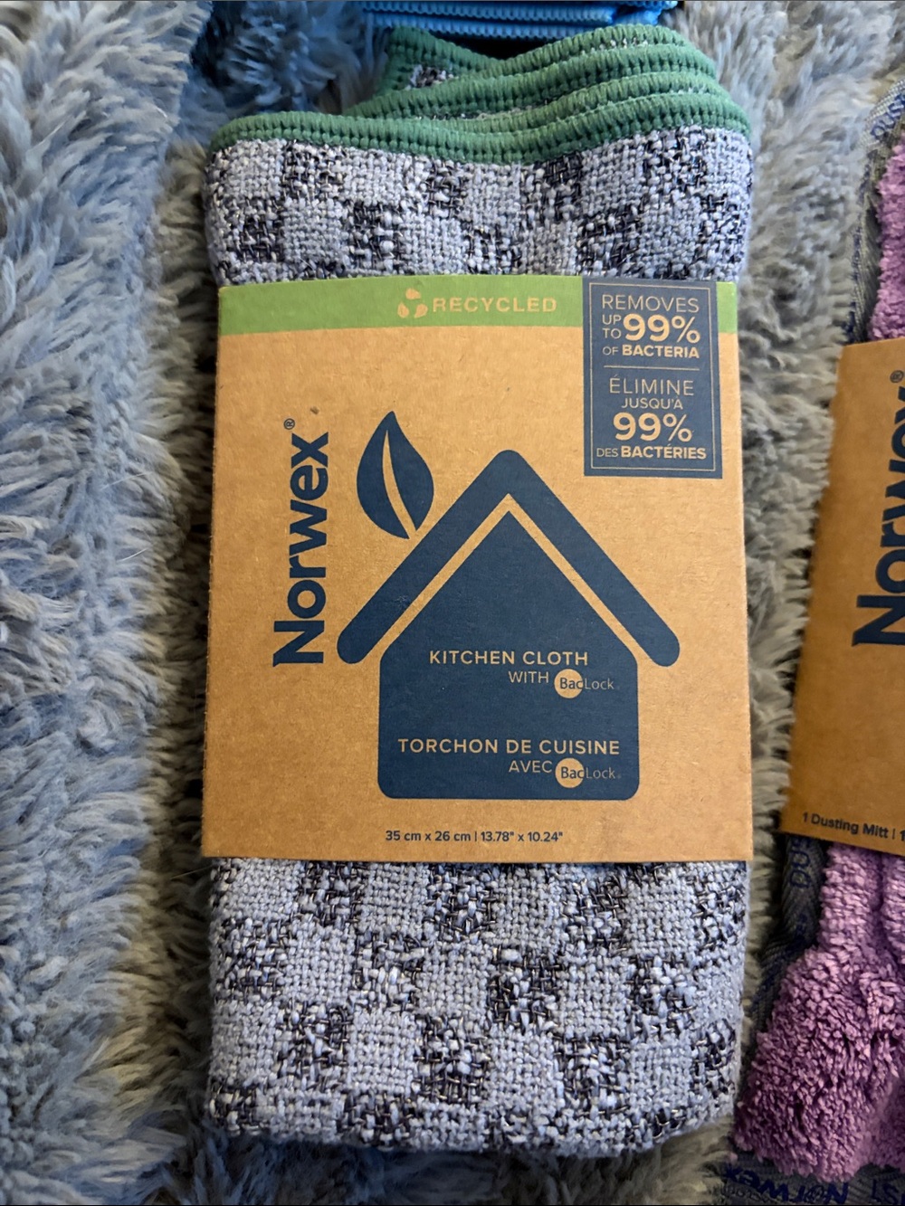 Norwex Gray Kitchen Cloth with Green Trim